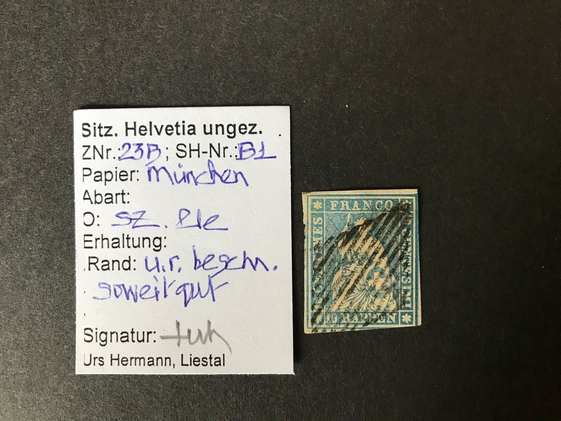 Tutti i francobolli: Strubel 23 B mit Kleinattest U. Hermann – Usato da stäfa venduto da brandy66