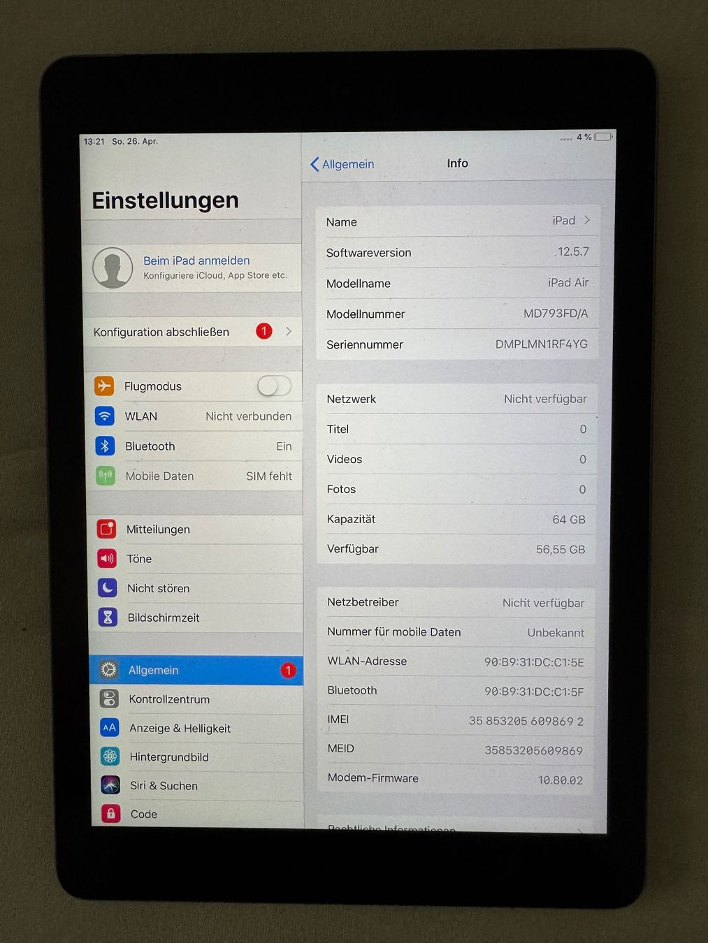 Apple Tablet PC: iPad Air – Usato da Adliswil venduto da Busys 1