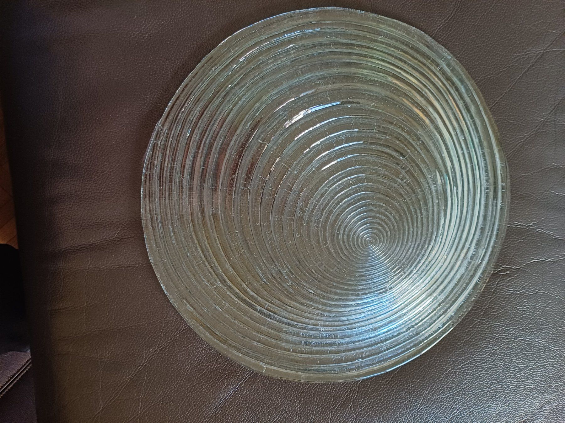 Glasi Hergiswil Piatti di portata: Glasplatte / Servierplatte mit Spiralmuster, Hergiswil – Usato da Kloten venduto da Juanita3 1
