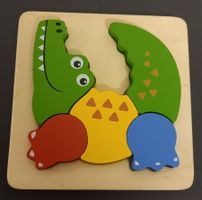 HOLZ - KROKODIL - PUZZLE* 5 T./14 X 14CM/VOLLST./BUNT