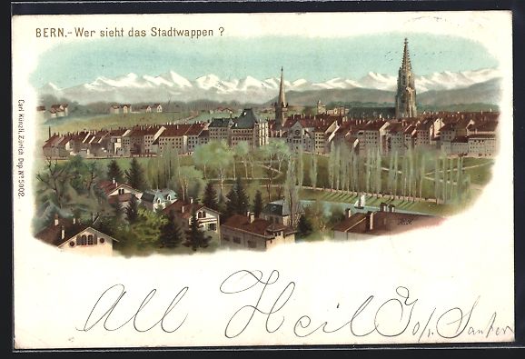 Cartoline postali: Litho Bern, Panorama, Wer sieht das Stad – Usato da Berlin venduto da bartko-reher