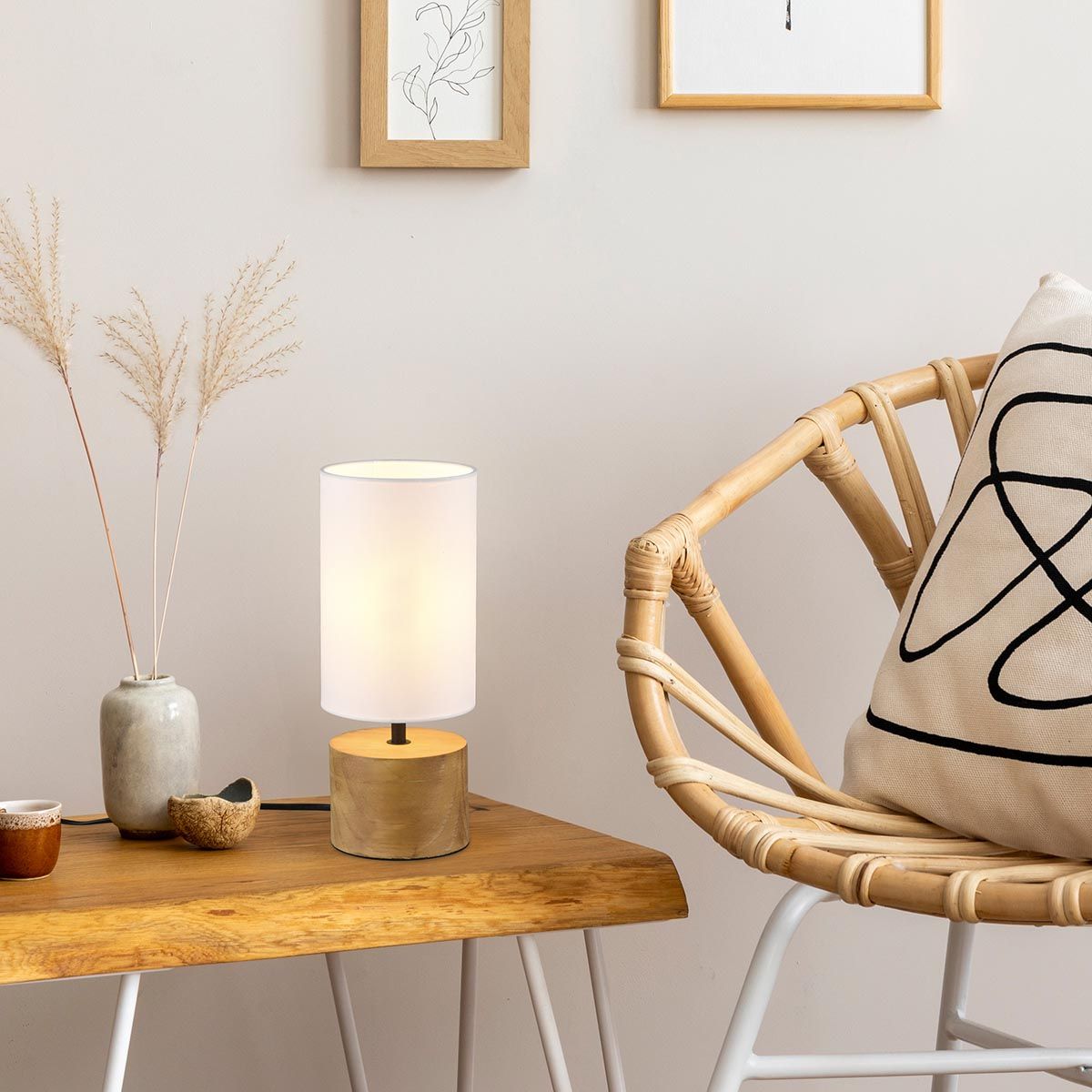 Lampade: Tischleuchte, Stoff, Holz, 30 cm Höhe – Nuovo (secondo la descrizione) da Kreuzlingen venduto da Smart-Light 1