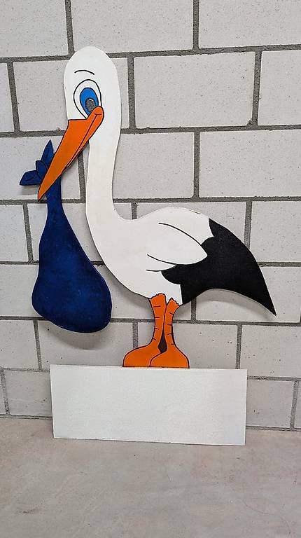 Ecriteaux: Geburtstafel Storch aus Holz – D'occasion à Gossau SG par cs09