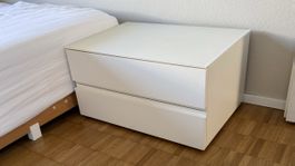 Nachtkommode weiss 2 Schubladen 60x42x32 cm