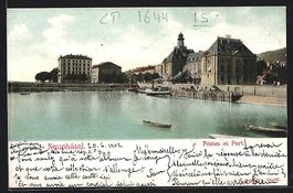 AK Neuchatel, Postes et Port, 1902