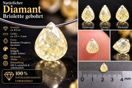 Natürlicher gelber Diamant – Briolette, facettiert & gebohrt