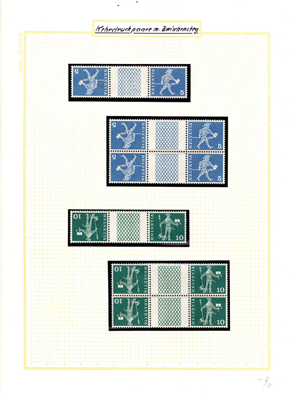 Tutti i francobolli: Briefmarken Schweiz: Kehrdrucke Dauermarken postfrisch – Nuovo (secondo la descrizione) da Rubigen venduto da OPERNFREUND 1