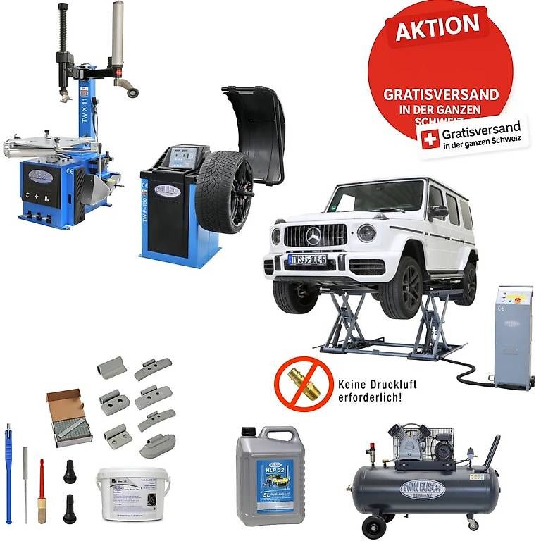 Twin Busch Piattaforme elevatrici & Crick: 1 Meter Scherenlift 3.5 t Werkstatt Set Basic – Nuovo e nell'imballaggio originale da Rüthi (Rheintal) venduto da Toptool-3