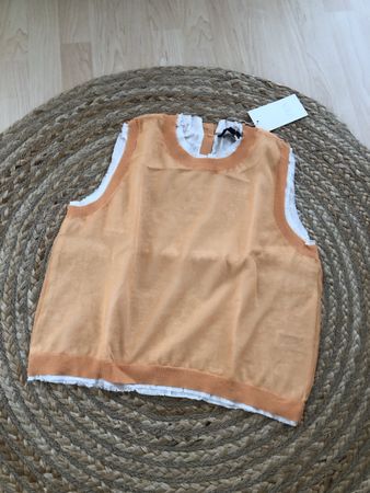 Zara Sommer Top, ungetragen, Gr. M, hellorange-weiss.