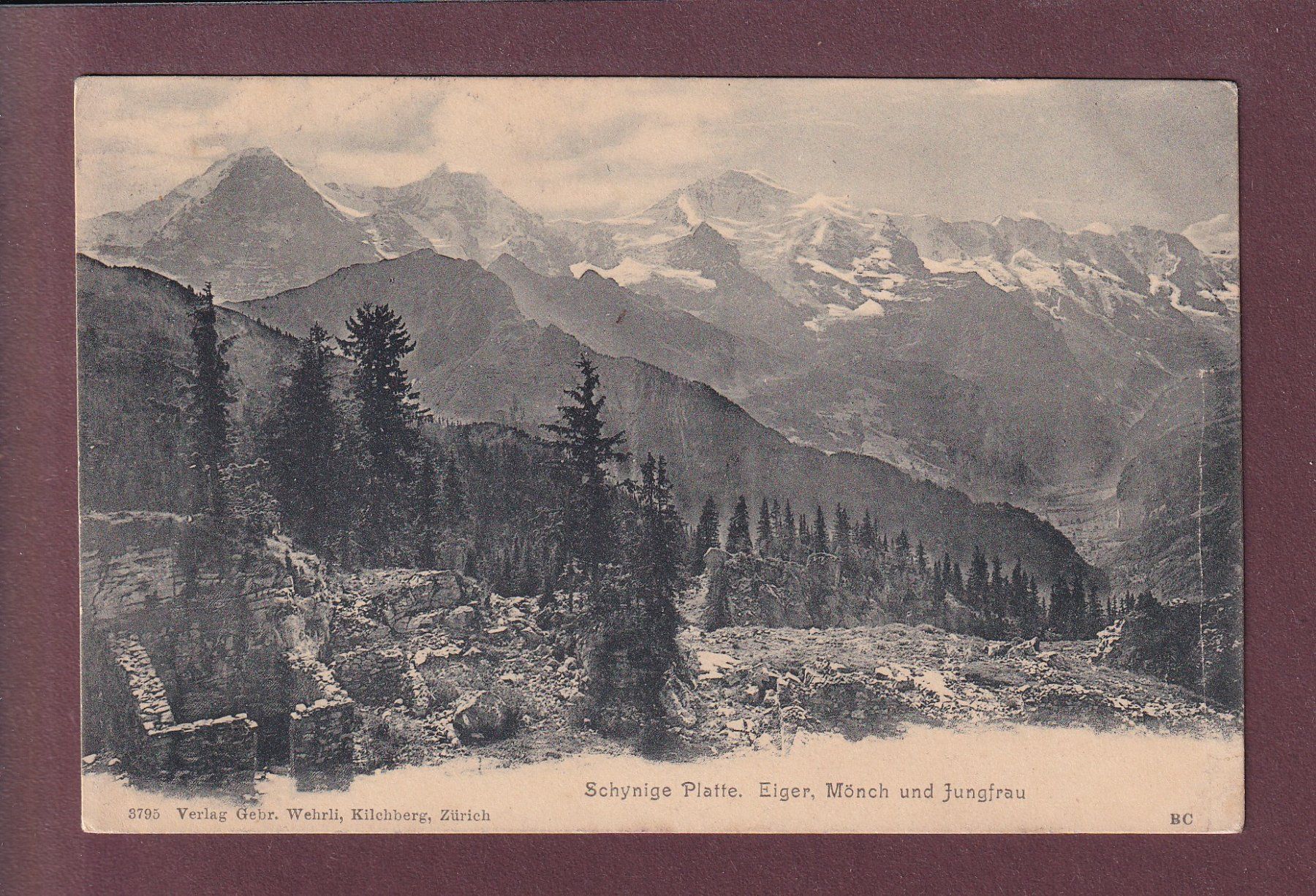 Cartes postales: SCHYNIGE PLATTE - Eiger - Mönch - Jungfrau - 1906 – D'occasion à Pully par nicecards