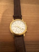 Chronograph Uhr klassisch goldfarben Lederarmband Herren gut