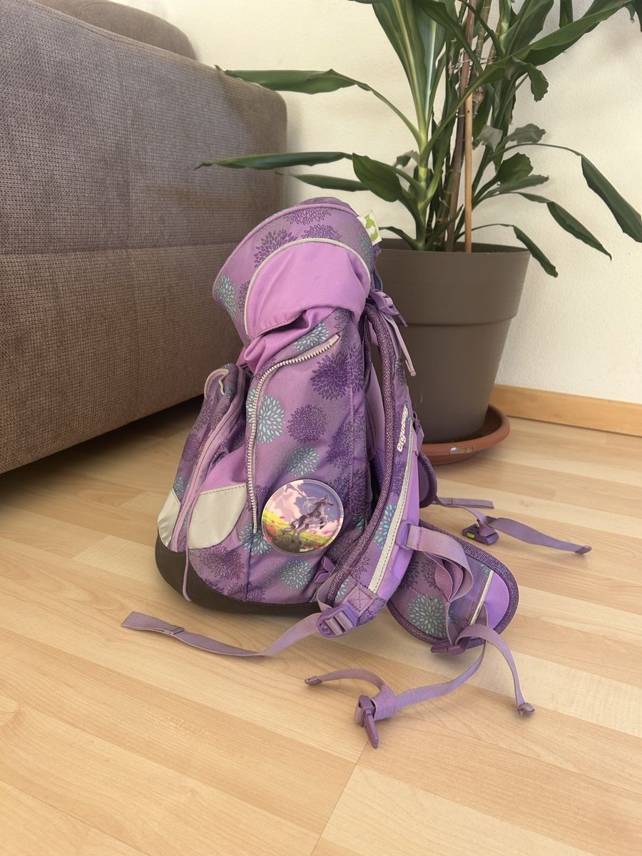 Ergobag Kindertaschen: Schulrucksack Ergobag lila mit Etuis, Einhorn gebraucht – Gebraucht aus Zug von die_2k2w 3