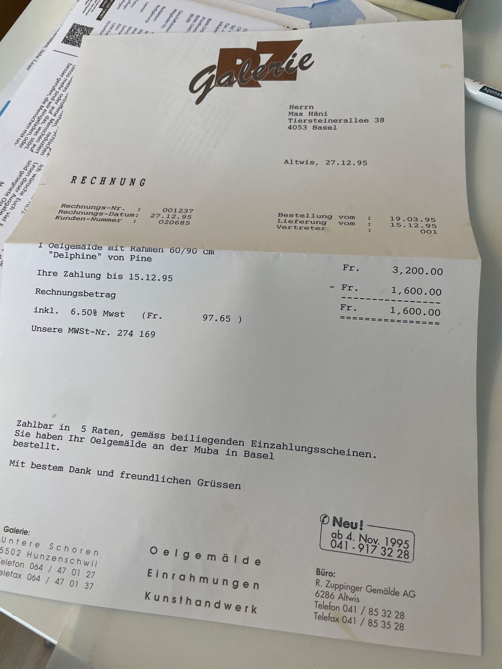 Dipinti: Ölgemälde Spritztechnik von Max Häni, Basel – Usato da Hölstein venduto da kolumbus1964 6