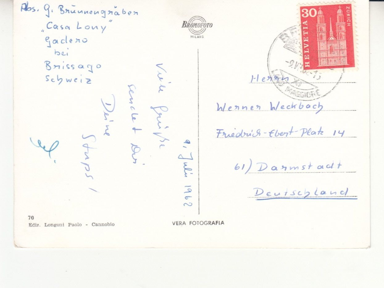 Ansichtskarten: Cannobio 1962 – Gebraucht aus Bürglen TG von StampGraf 1