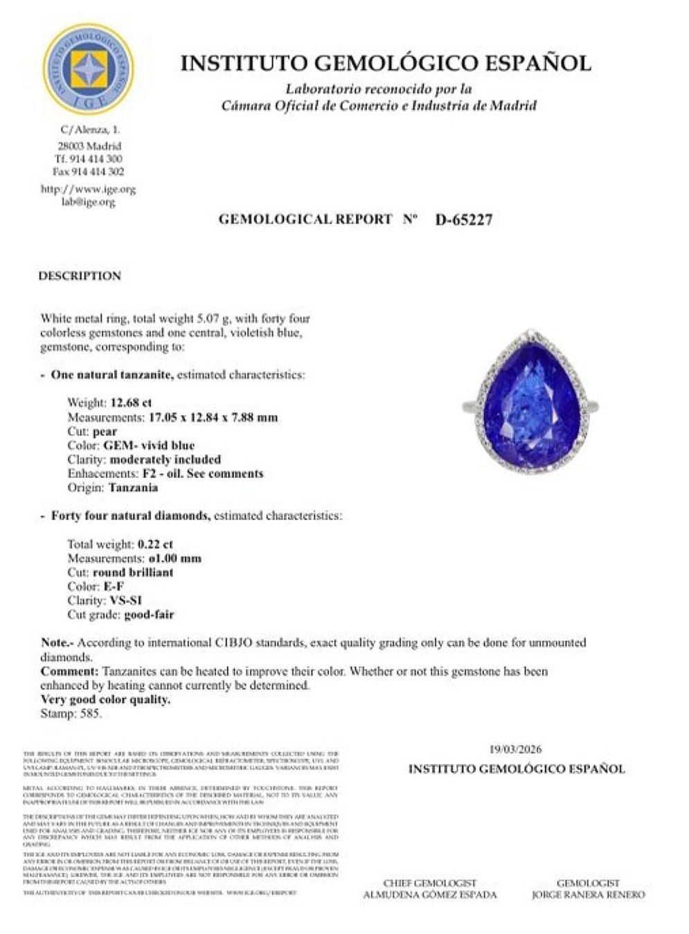 Anelli: Tansanit Ring 14k Weissgold 12.68ct – Nuovo e nell'imballaggio originale da Horgen venduto da Auction-Kings 4