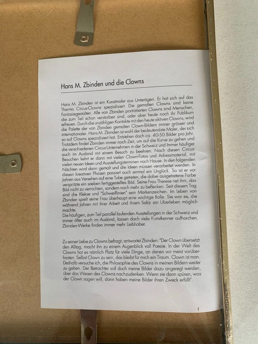 Poster & Bilder: 3 Clown-Bilder von Hans M. Zbinden – Neu (gemäss Beschreibung) aus Galgenen von Waldliesel 5