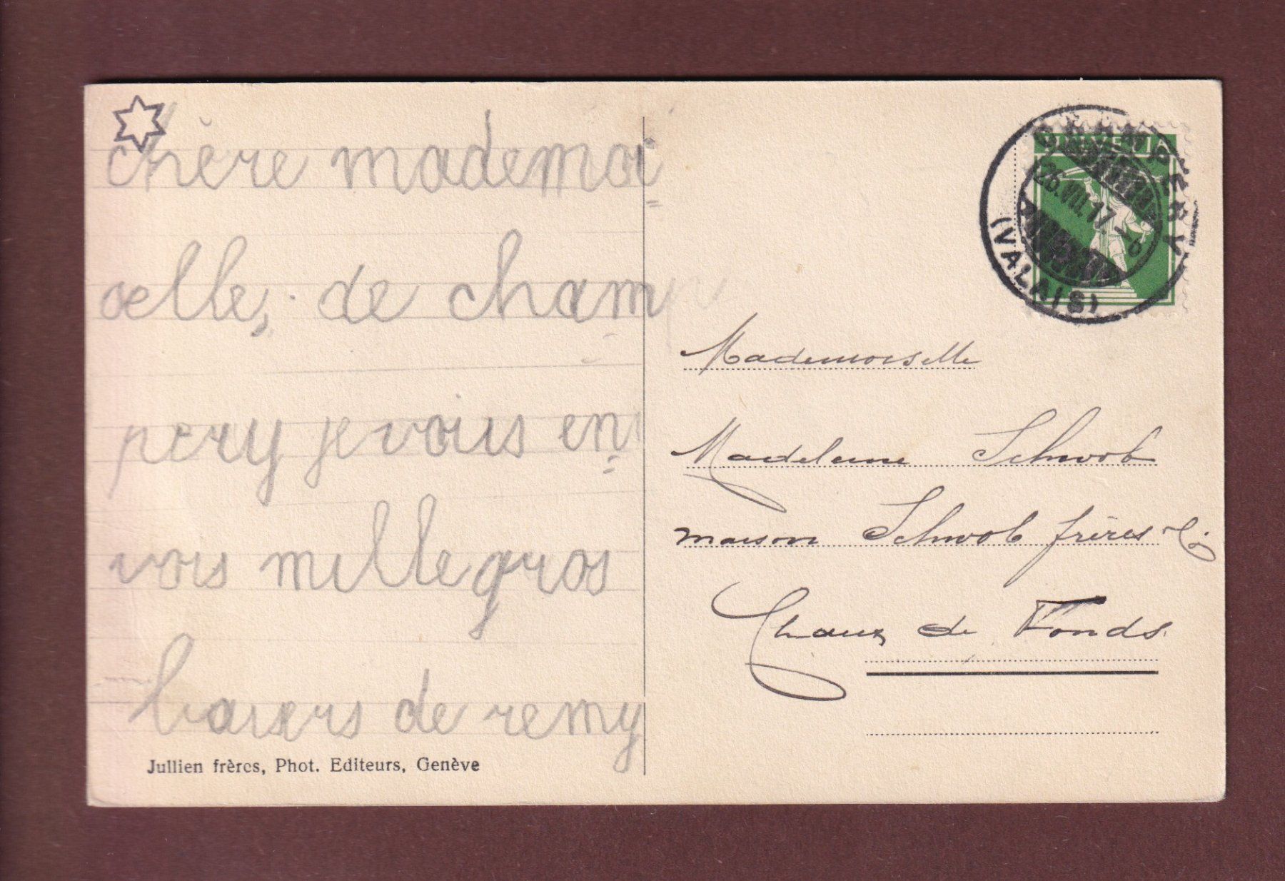 Cartes postales: CHAMPERY - Dents Blanches - 1917 – D'occasion à Pully par nicecards-shop 1