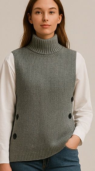 Zara Gilet & Giacche senza maniche: Zara Knit Vest with Turtleneck and Buttons - Size L – Nuovo (secondo la descrizione) da Paradiso venduto da Ixaya.studio