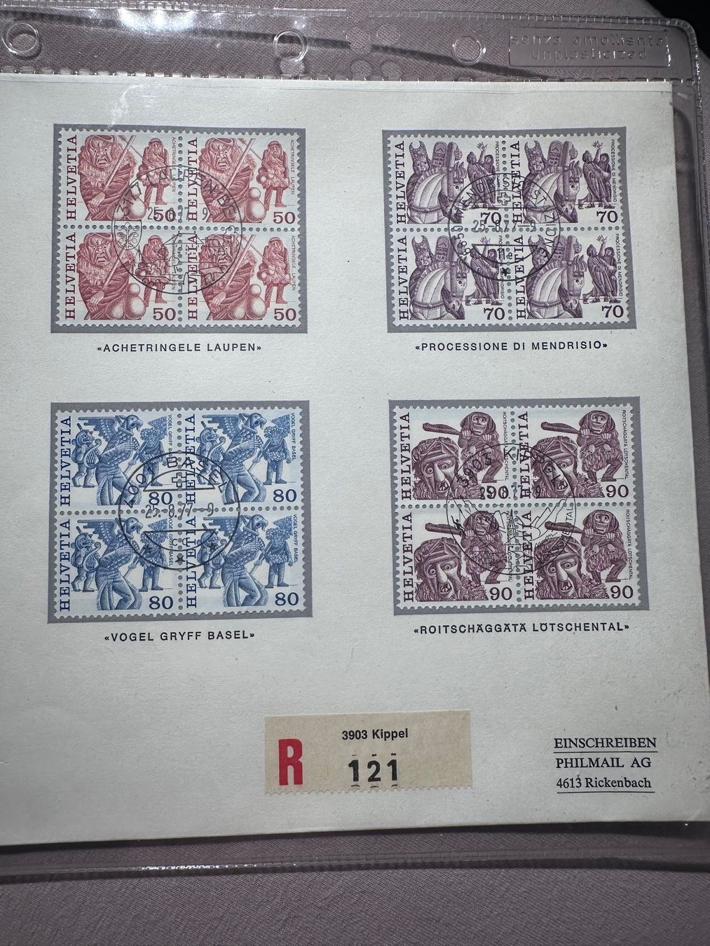 Alle Briefmarken: Schweizer Volksbräuche Briefmarken FDC Dauermarken 1977 – Gebraucht aus Wetzikon ZH von dje_6q7j 2