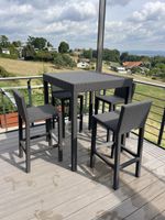 Rattanshop.ch Gartenbartisch mit 4 Barstühlen mit 4 Kissen