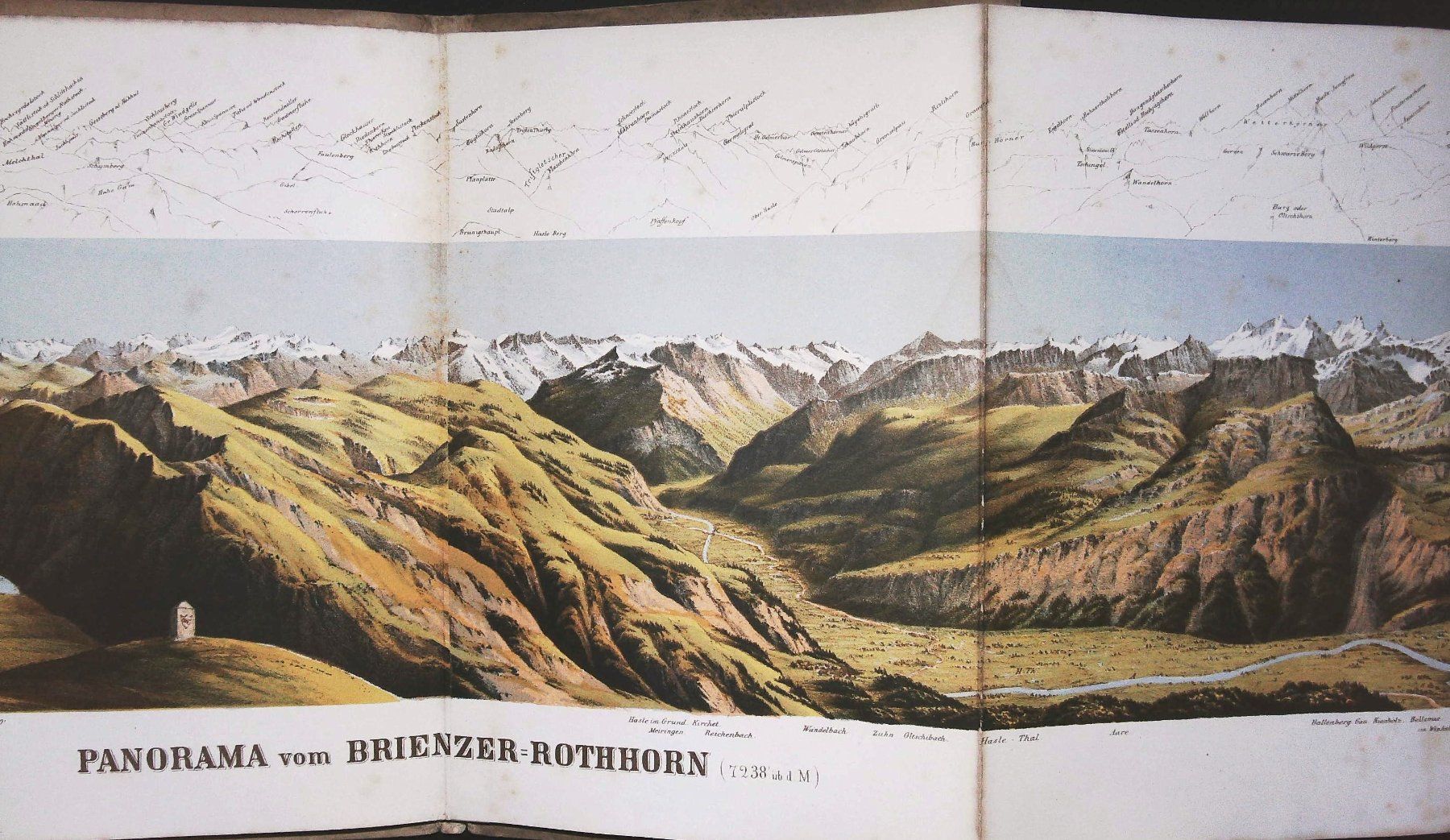 Stiche: Brienzer Rothorn   Panorama von G. Studer 1865  selten – Gebraucht aus Rafz von booksell 1