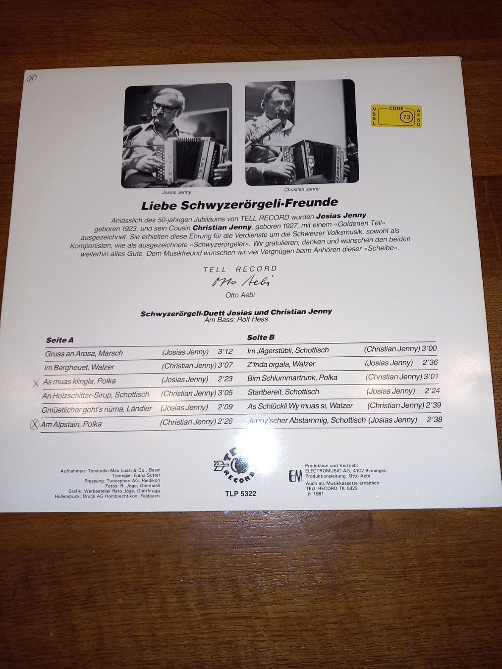 Dischi in vinile: Vinyl schwyzerorgeliduo – Usato da Le locle venduto da juliensaran 1