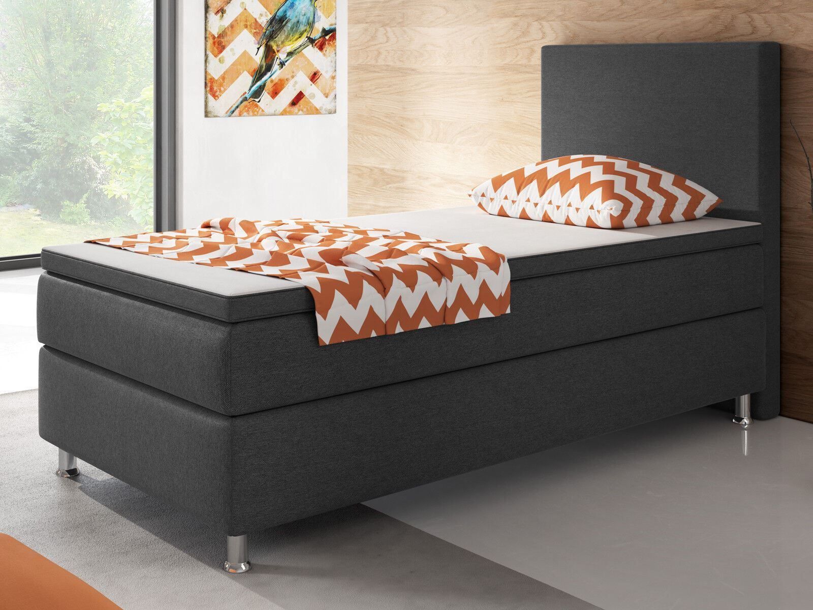 Letti: Boxspringbett 90x200 Anthrazit Hotelbett Einzelbett Bett – Nuovo e nell'imballaggio originale da Wallenwil venduto da toesstal-vertrieb 2