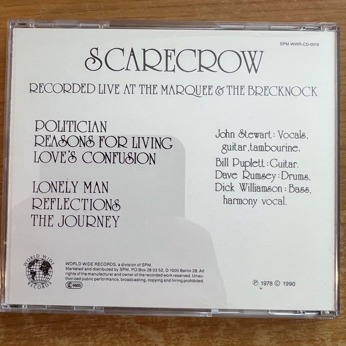 CD: Scarecrow - Live // CD - 1. German-Pres. 1990 on CD - TOP – Usato da Gais venduto da soundcave57 1