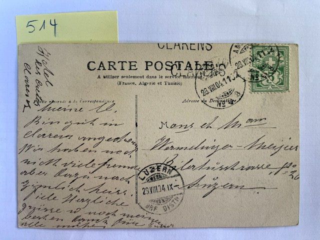 Ansichtskarten: Alte Ansichtskarte Berglandschaft mit Schweizer Wappen, 1904 – Gebraucht aus Niederwil AG von dahu75 1