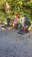 Stühle Metall schwarz gelocht Set 4 Stück gebraucht