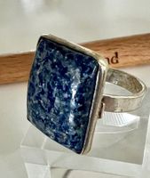 ANTIKER SILBER RING MIT GROSSER LAPISLAZULI PLATTE