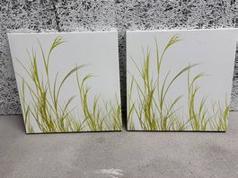 2er Set Leinwandbilder "Gras" - Moderne Wanddeko für Ihr ...