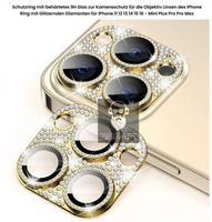 Panzerglas Glitzer Kameraschutz in Gold für iPhone 14 Pro