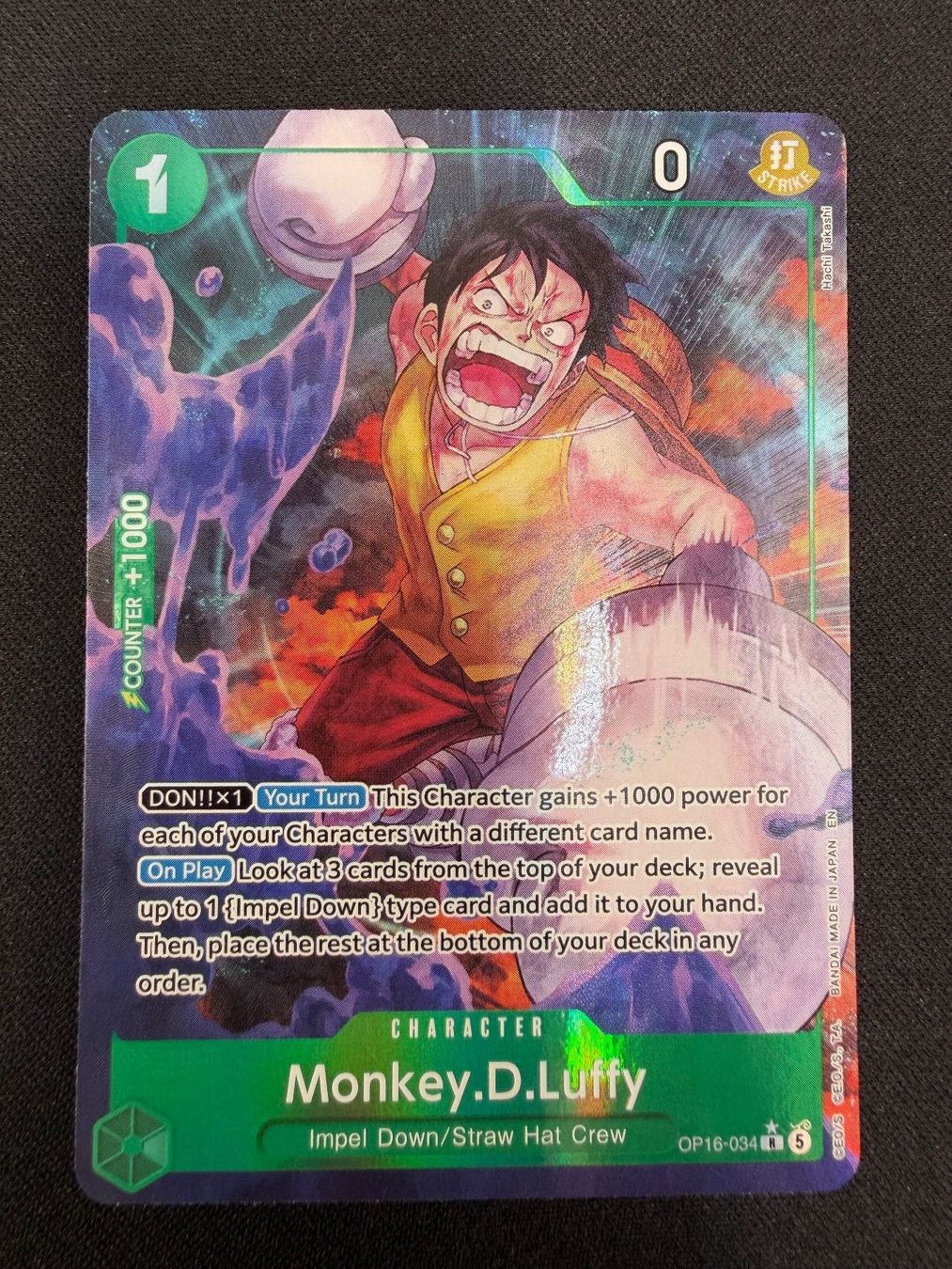 Bandai Carte collezionabili: Monkey.D.Luffy OP16-034 R Alt NM – Nuovo (secondo la descrizione) da Rolle venduto da KPTreasures