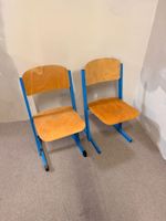 2er Set Vintage Schulstuhl in blau, Stapelstühle für Kinder