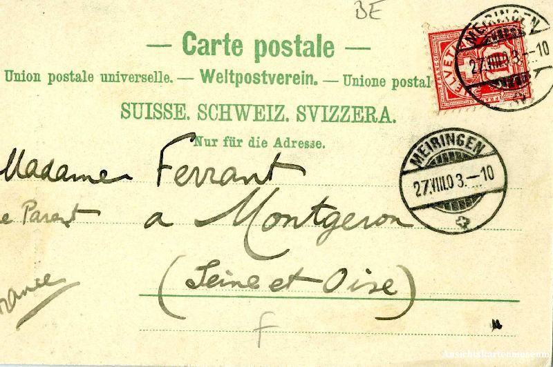 Cartoline postali: Meiringen - unterer Reichenbachfall 1903 – Usato da Emmenbrücke venduto da teestube 1
