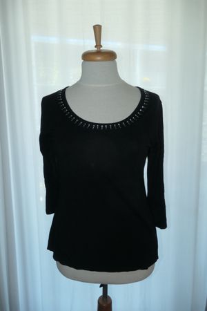 Damen langarm top Schwarz Grösse M mit Schmucksteinen