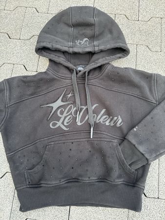 Kapuzenpullover Le Voleur dunkelgrau mit Nieten Grösse XS