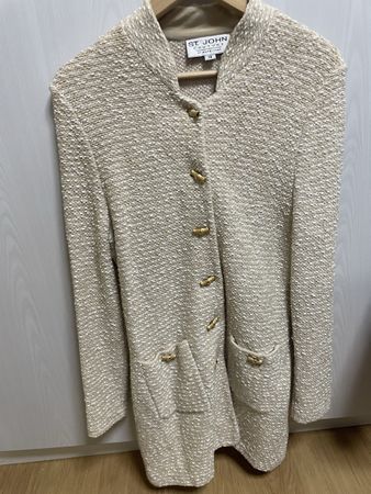 St. John Couture Tweedjacke Gr. 14 Beige Gold Vintage