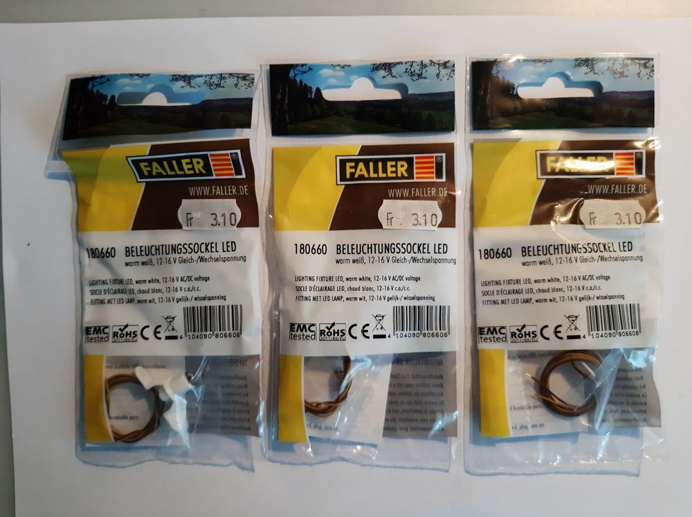 Faller 180660 Beleuchtungssockel LED warmweiss, 12-16V (Neu und ...
