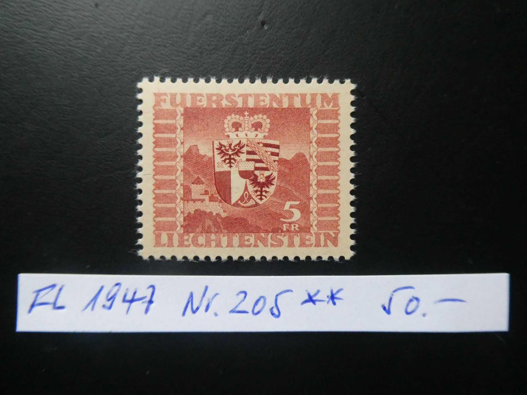 Tutti i francobolli: FL 1947 Nr. 205 postfrisch ** – Usato da Lausen venduto da Herbamare01