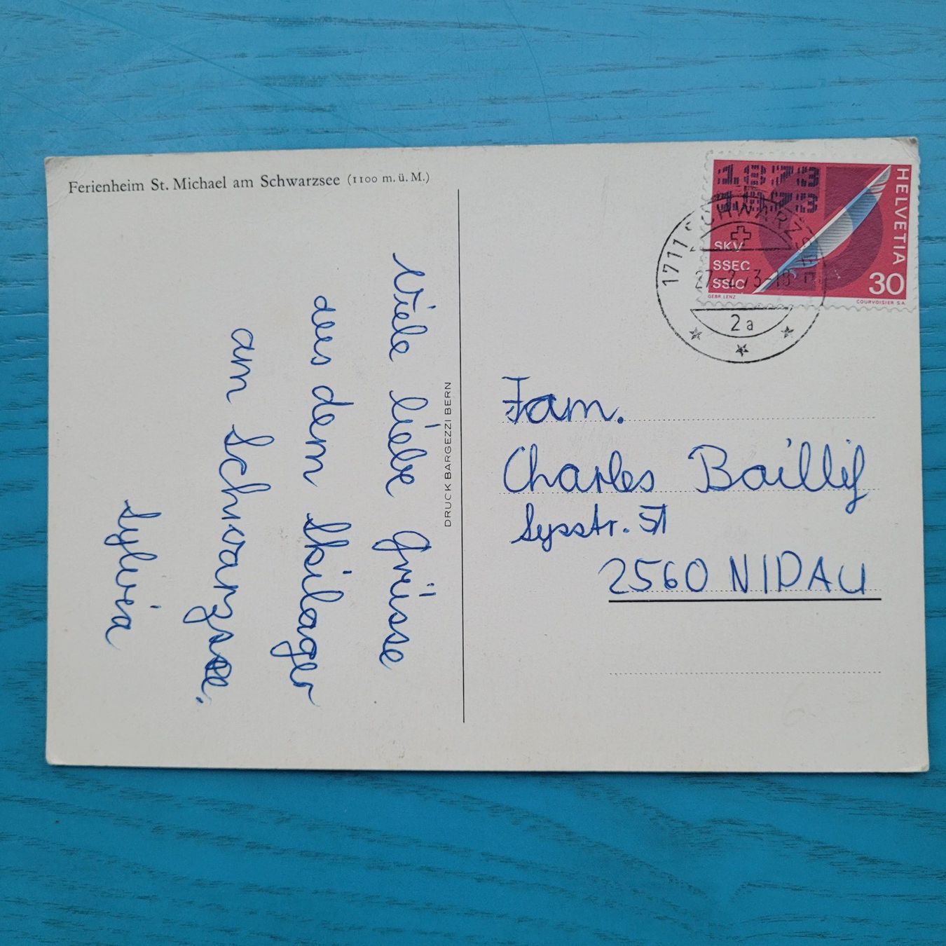 Cartoline postali: Ferienheim St. Michael am Schwarzsee FR – Usato da SCHÜBELBACH venduto da CoKaHa 1