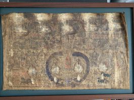 Ancien Thangka Mongol / Tibétain — Protecteur du Dharma 