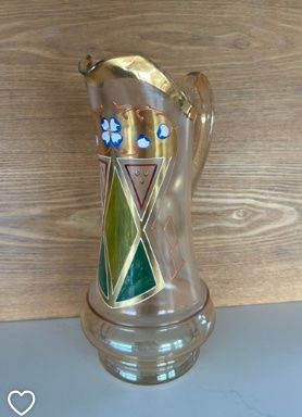 Caraffe: Glass Jug with enamel design – Usato da Zollikon venduto da kmg1 4