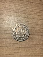 Sehr seltene CH 2 Franken Silber Münze Jahrgang 1874