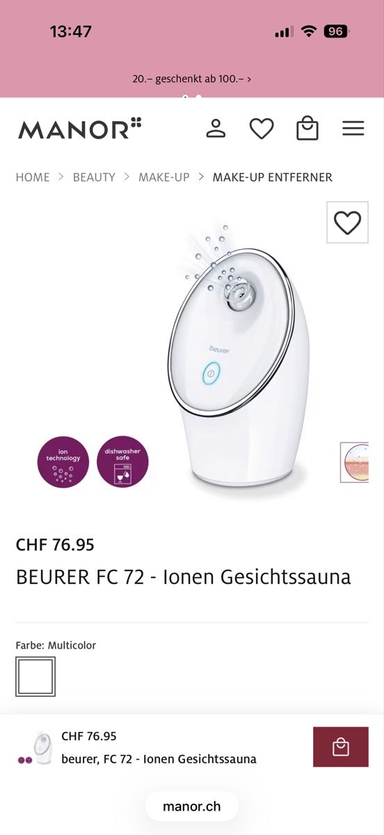 Beurer Cura del viso: Beurer ionic facial sauna – Usato da Münchenstein venduto da ArleneLM 3