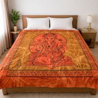 Tagesdecke Bettüberwurf Ganesh Batik indien XL orange