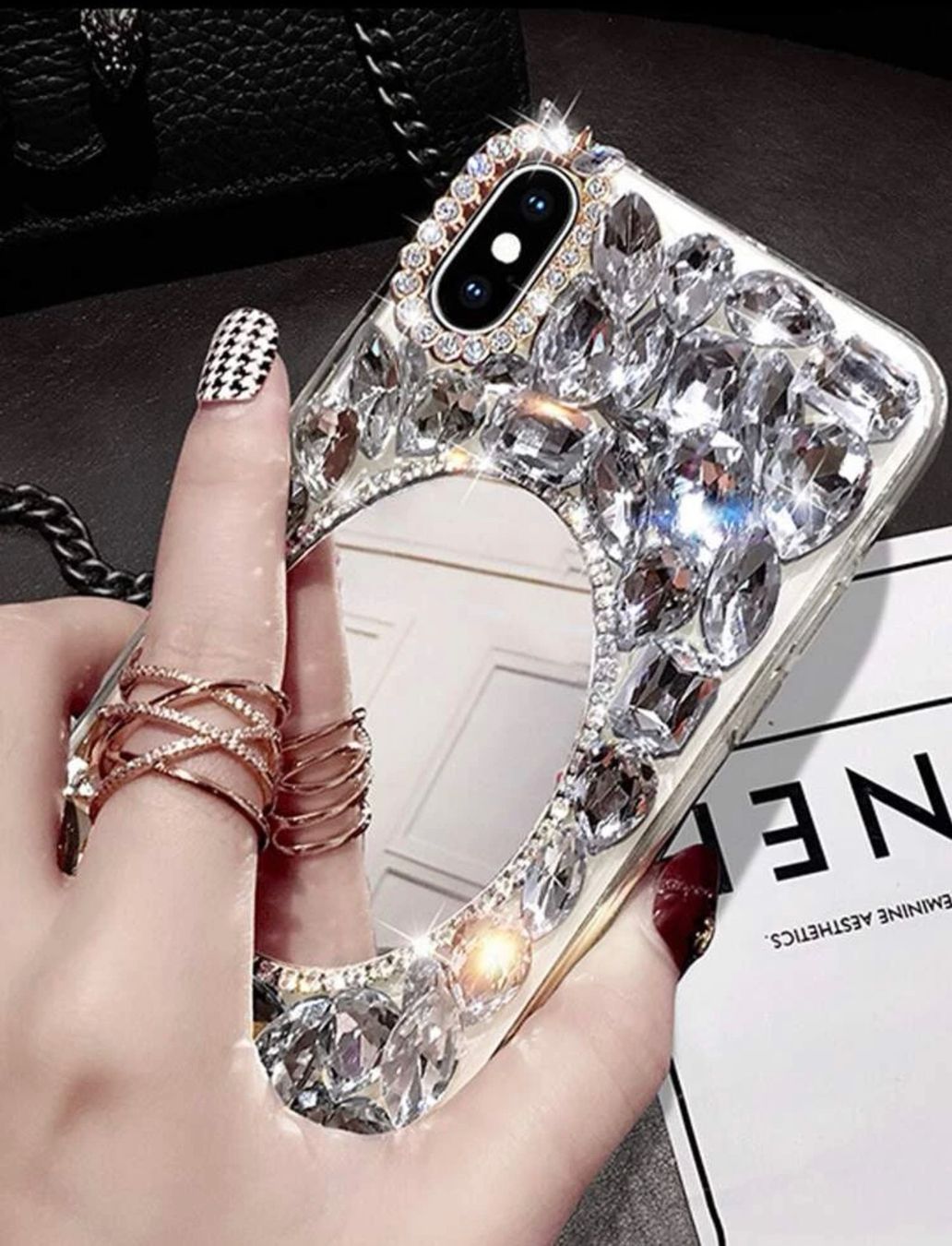 Cover & Protezioni schermo: + strass- Dekor-Spiegel handy hülle Diamant Iphone 14Pro max – Nuovo e nell'imballaggio originale da Amriswil venduto da JaJa-Express 1