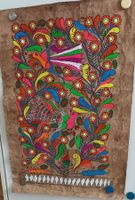 Bild aus Mexiko handgemalt auf Rinde ca. 44x68cm