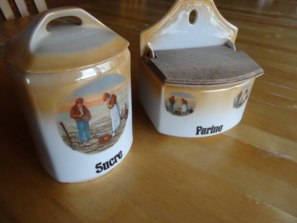 Lot De 2 Pots à Sel En Céramique Avec Couvercle Bois Et Cuillère - Double Cave à Sel Élégante Pour Cuisine